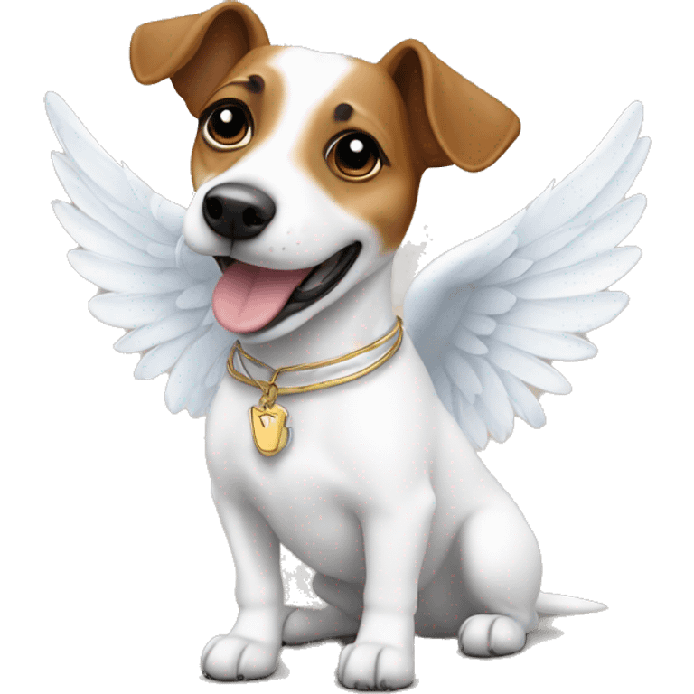 a Jack Russel dog with angel wings happy emoji