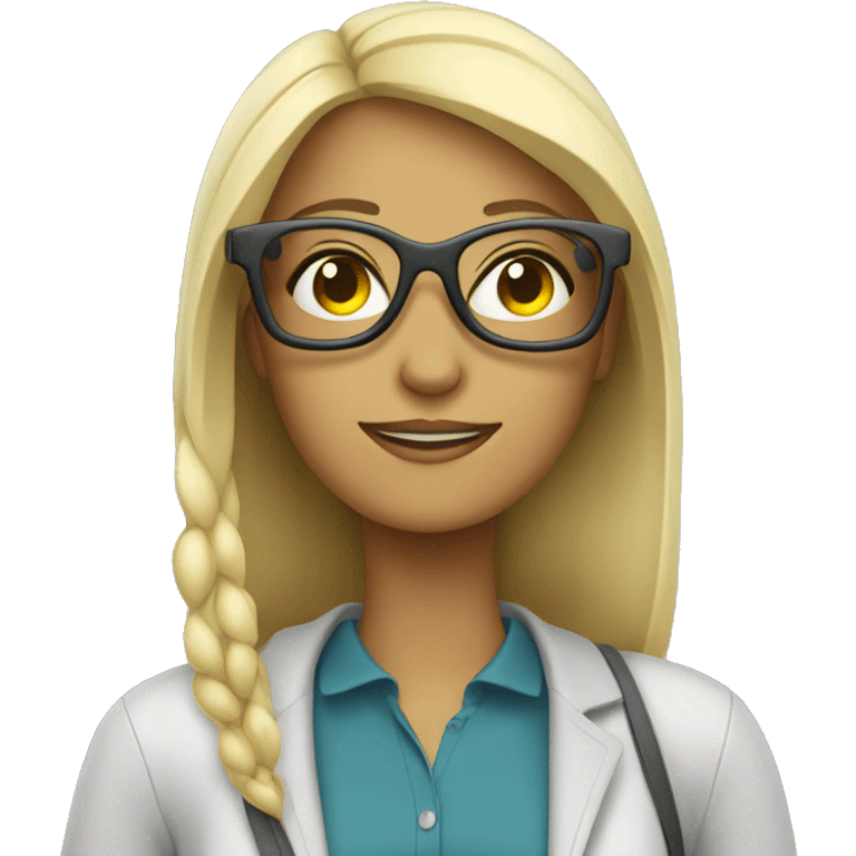 Female traveler bot wearing eyeglasses emoji