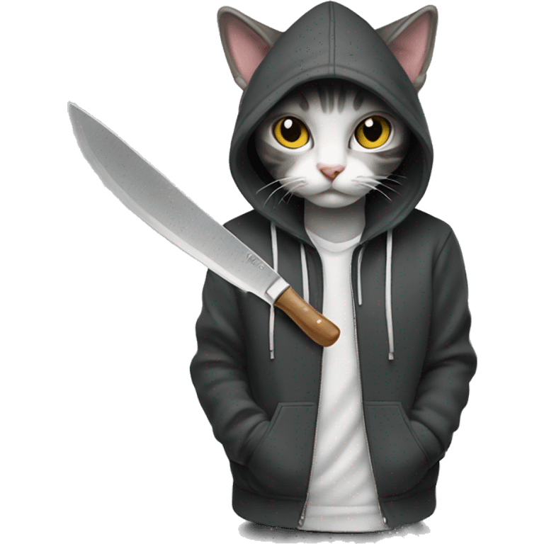 cat with knife and hoodie emoji