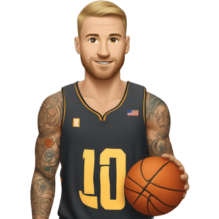 A Caucasian basketball player with many tattoos emoji