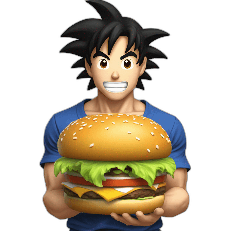 Goku comiendo hamburguesa  emoji