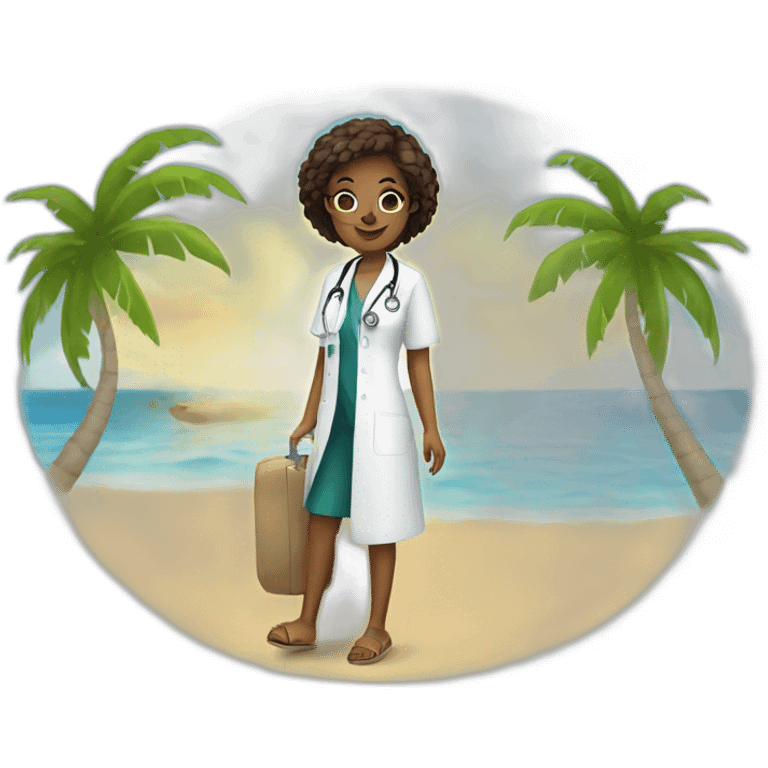 Female doctor vacation beach emoji