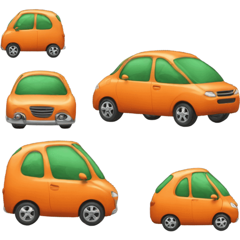 chubby orange car with green eyes emoji