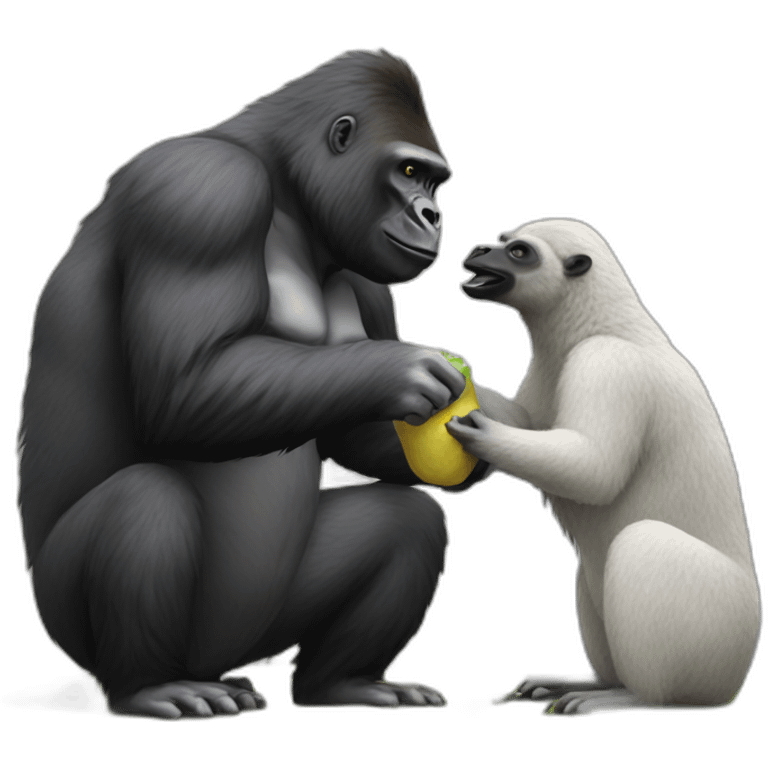 Gorilla feeding a Llama emoji