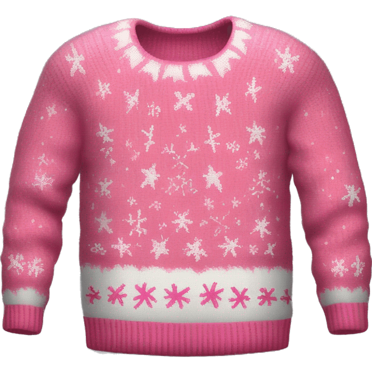 Realistic isolated pink ugly Christmas sweater. emoji