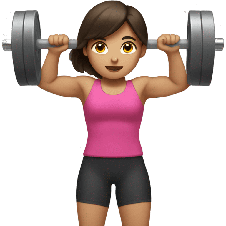 brunette girl lifting weights emoji