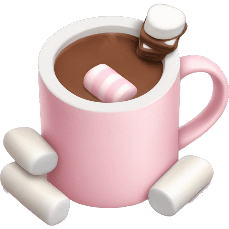 Light Pink mug of hot chocolate with marshmallows  emoji