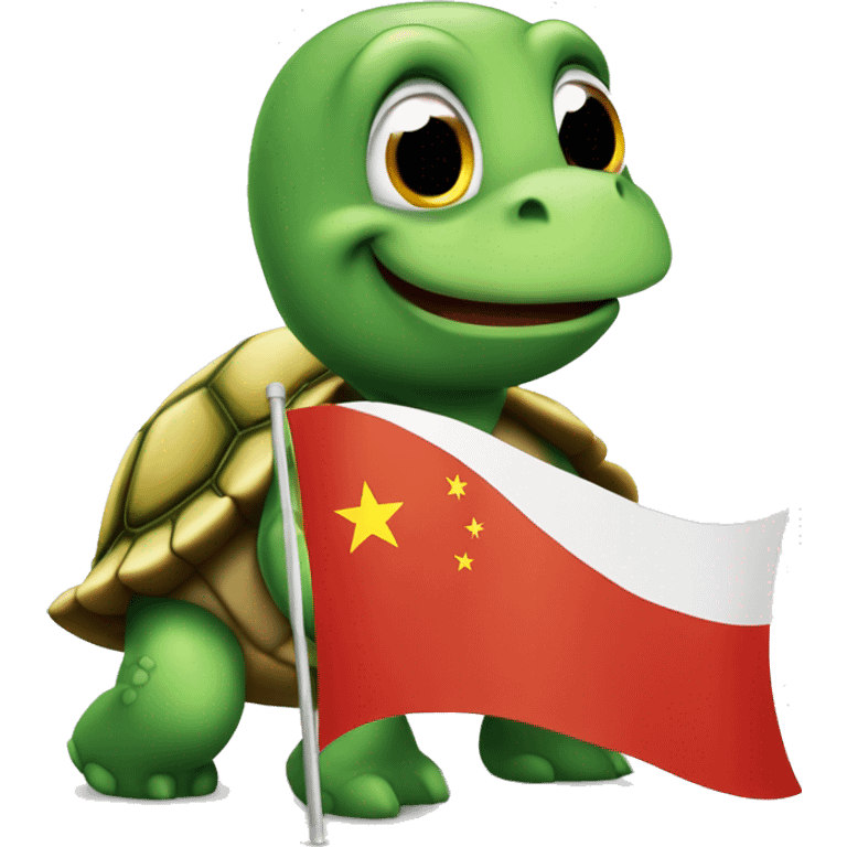 Turtle holding china flag emoji