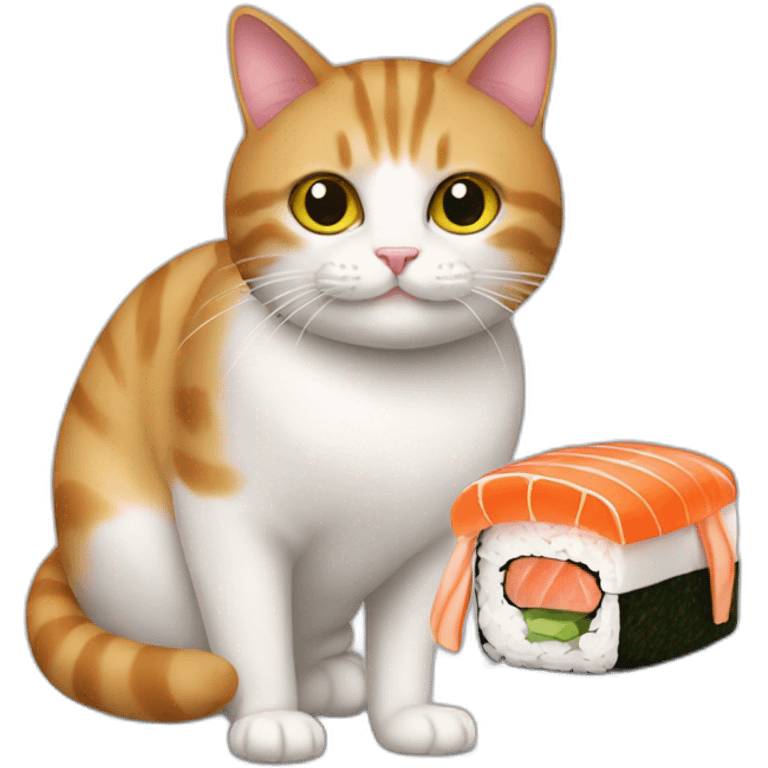 cat and sushi emoji