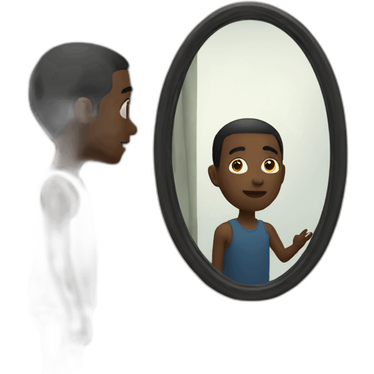 black man watching mirror emoji