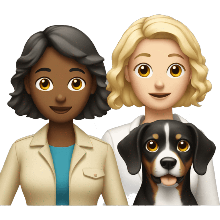 two women with a dog emoji