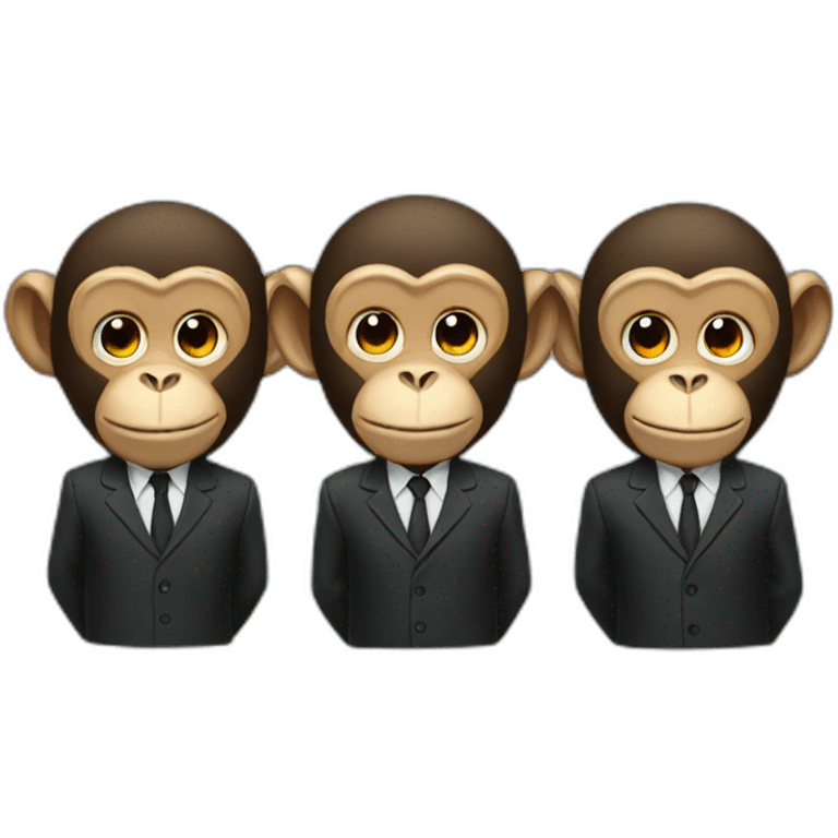 3 monkeys with suits emoji