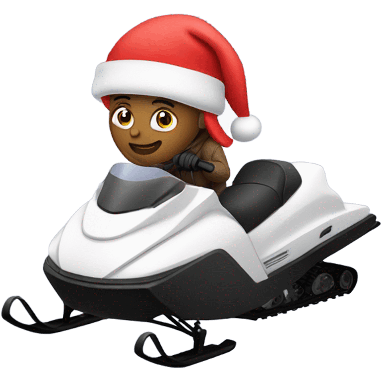 snowmobiling with santa hat on emoji