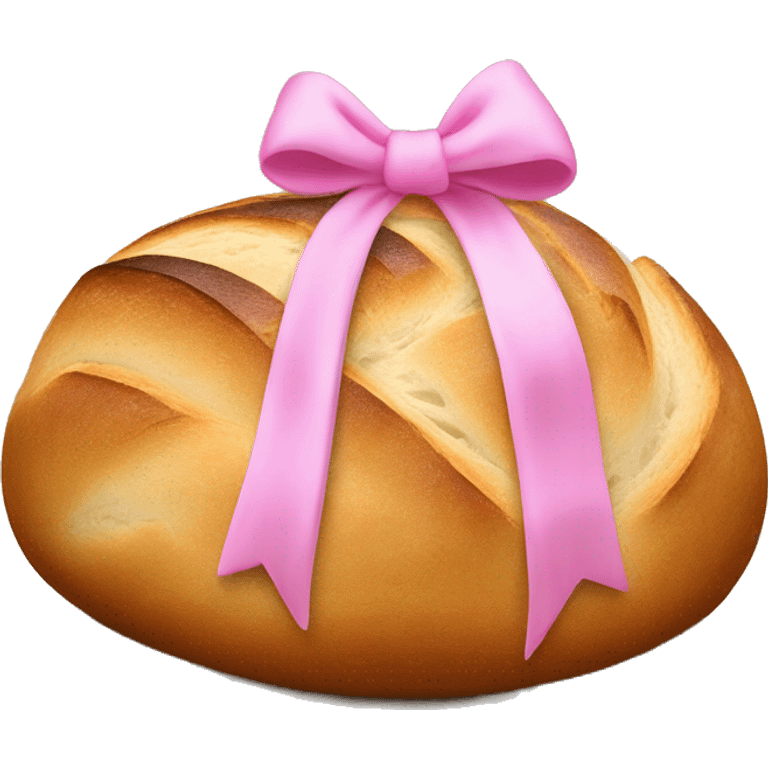 sourdough bread boule loaf with pink bow emoji