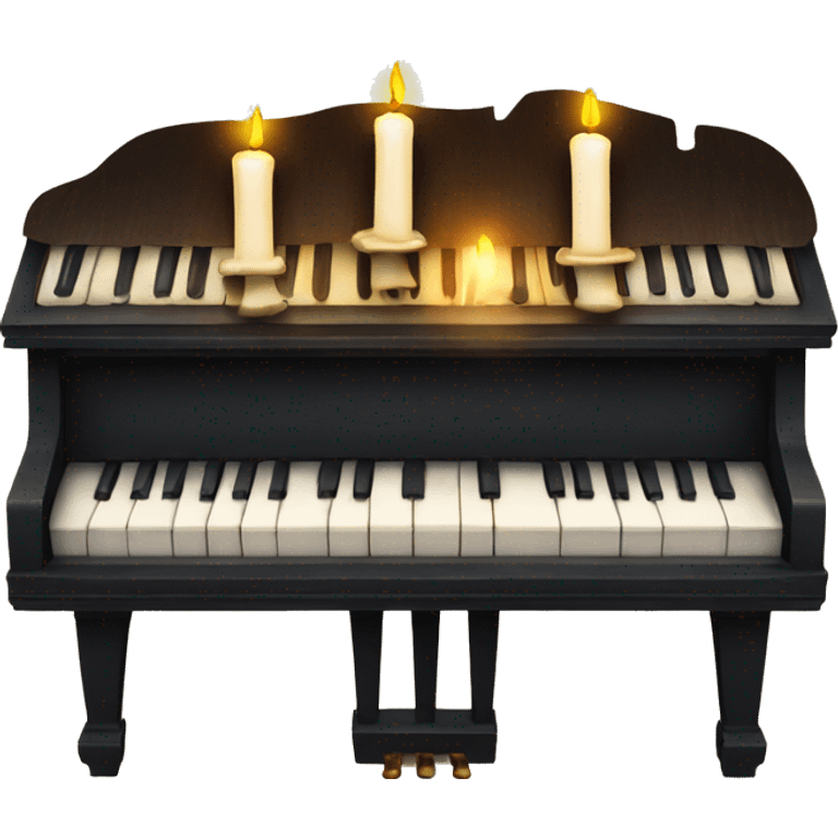 vintage piano with melted candles on top emoji