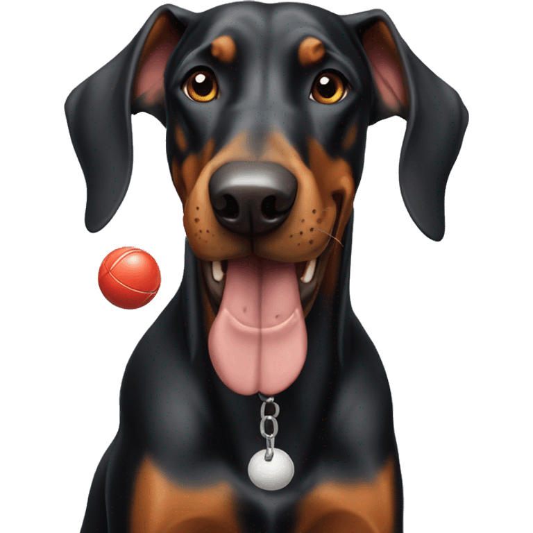 Doberman chewing ball emoji