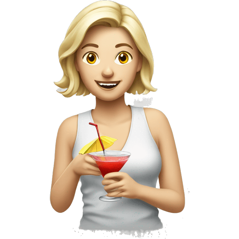 White female playing golf holding cocktail emoji