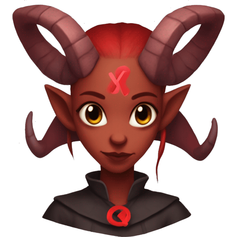 female dnd Tiefling with a large red 'X' fully over it emoji