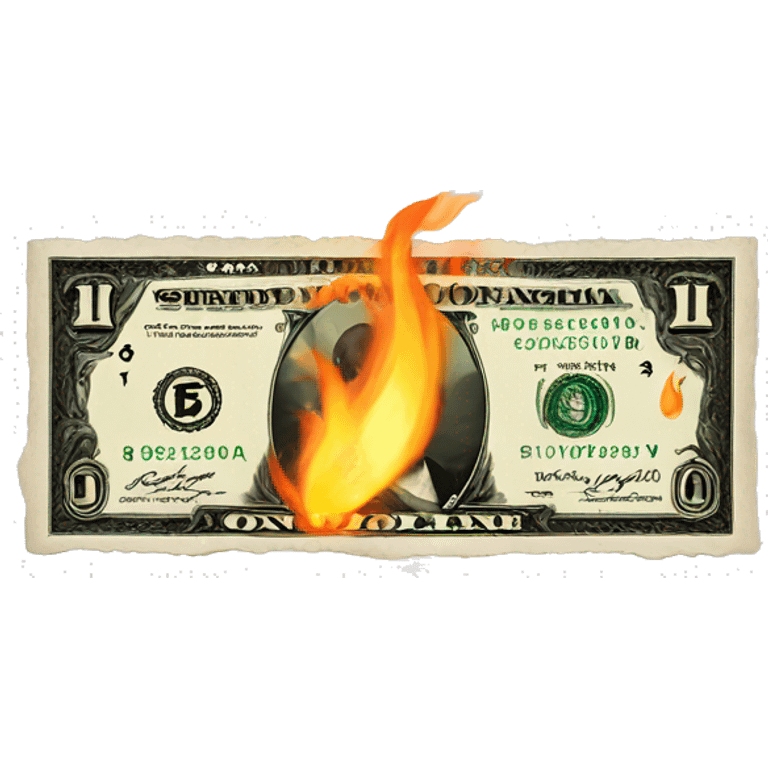 a dollar bill on fire emoji