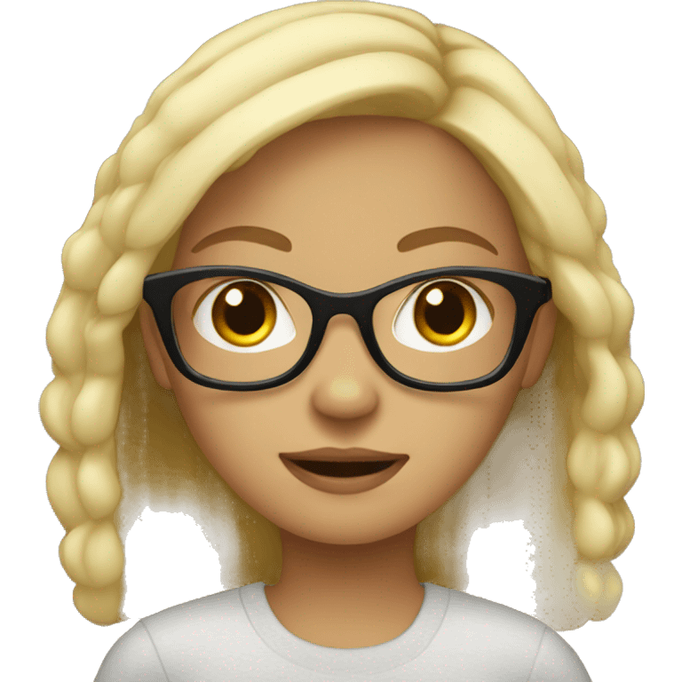 Blond girl With black glasses emoji