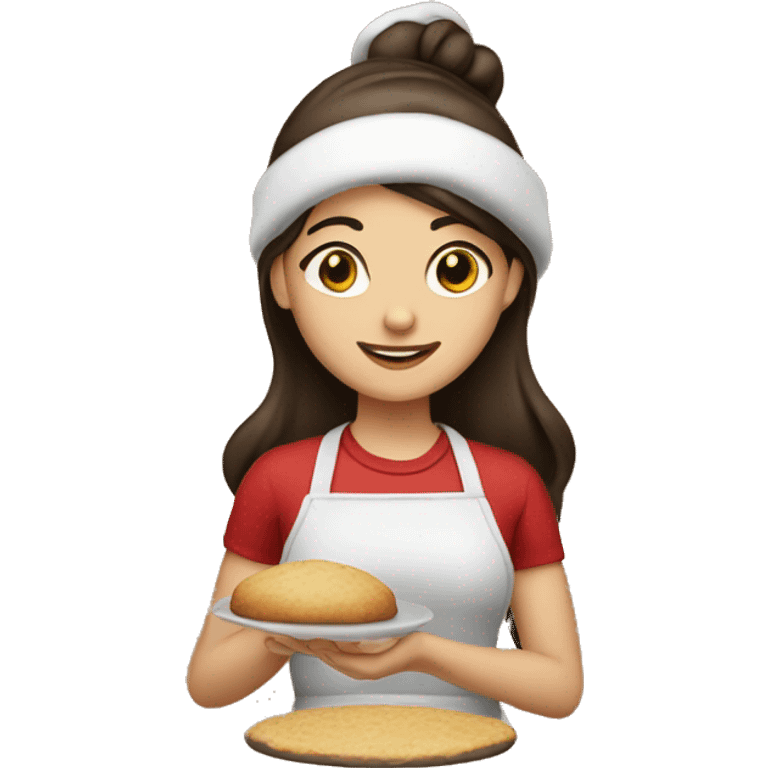 Brunette baking Christmasf emoji