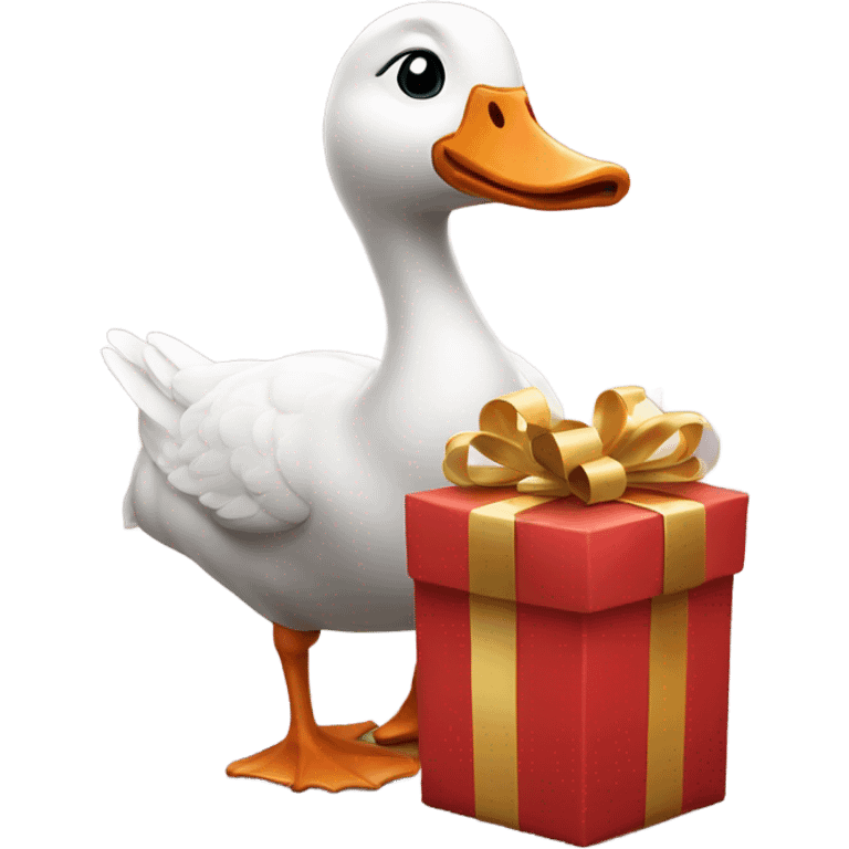 Goose opening massive Christmas gift emoji