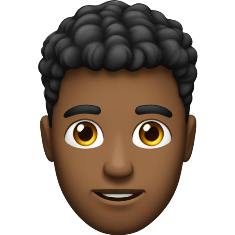 masculino jovem 18-25 anos com pele clara e cabelo preto, meio arrepiado na frente. O rosto deve ser oval, com traços suaves e olhos azul.O estilo é moderno e descontraído,representando juventude emoji