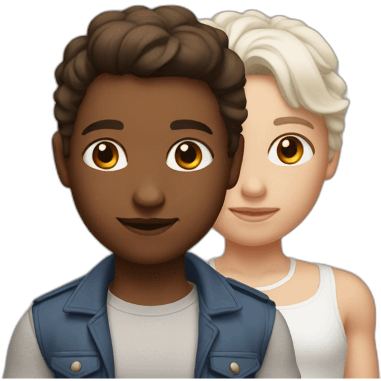 Two brown twins with brown eyes, one large and slightly large the other smaller but more muscular very beautiful and white skin emoji