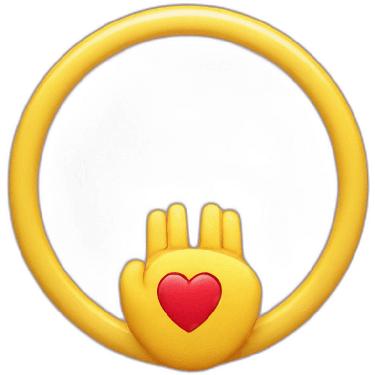 Cercle jaune avec main coeur emoji