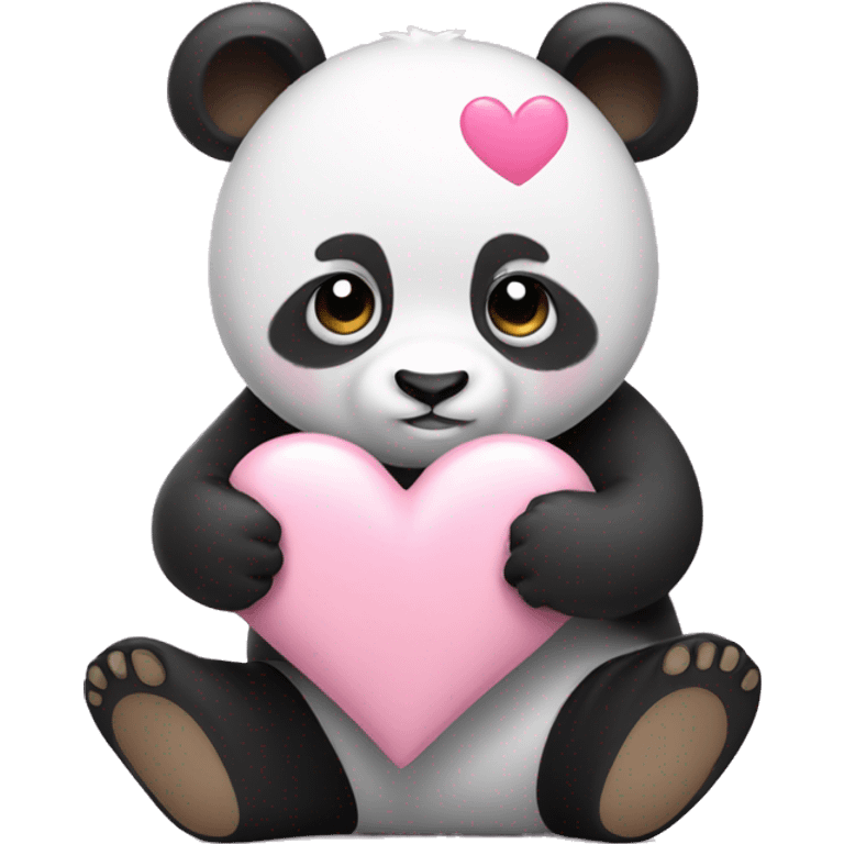 Panda holding light pink heart emoji