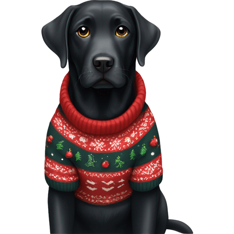 Black Labrador in new year sweaters  emoji