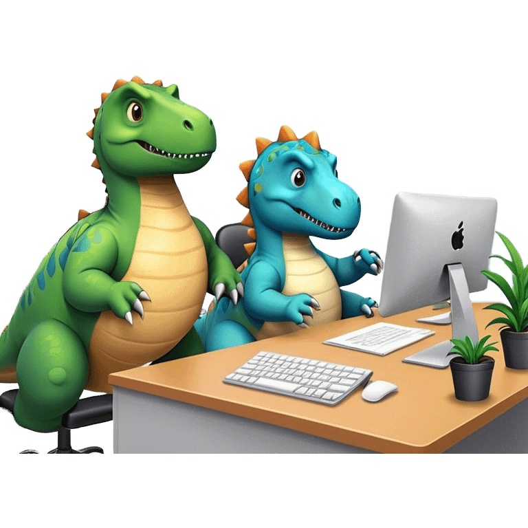 dinosaurs working in an office emoji