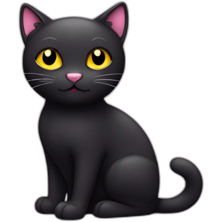 Cute Black cat with yellow eyes and pink nose emoji