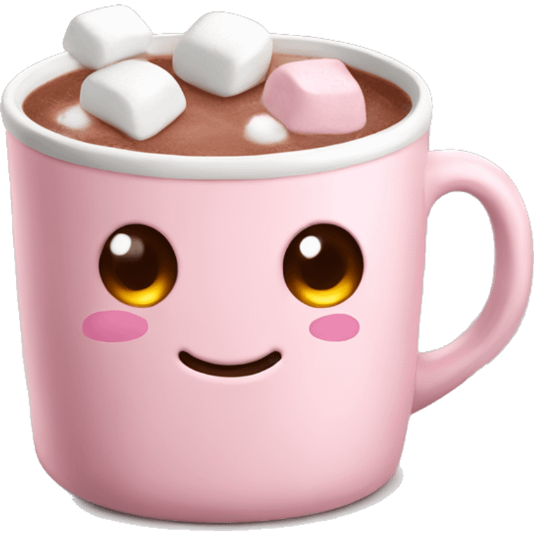 Light Pink mug of hot chocolate with marshmallows  emoji