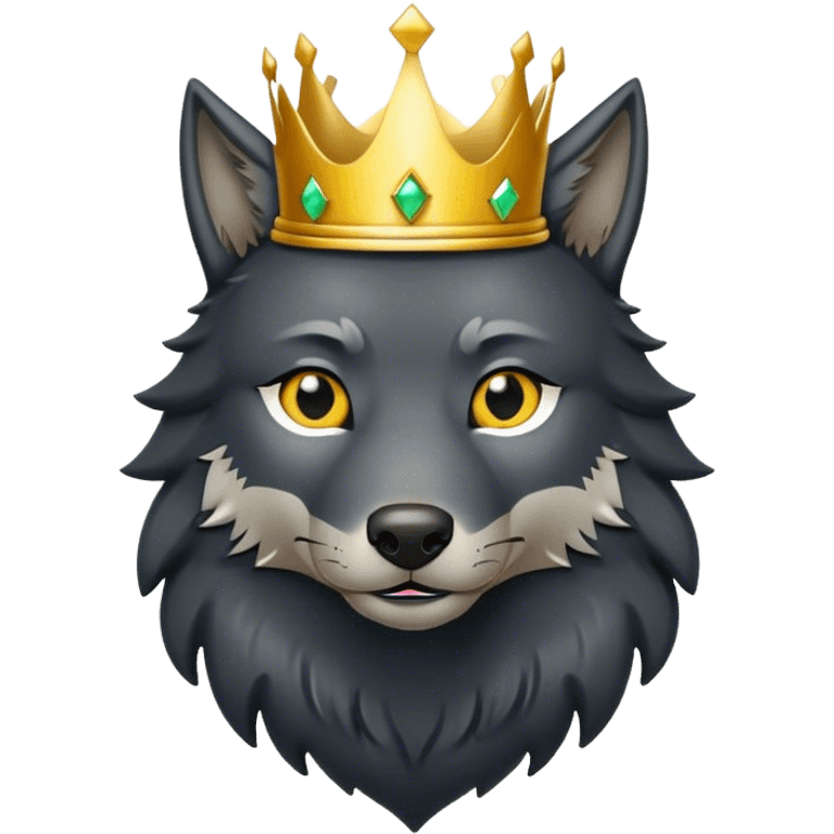 Black Wolf with Gold Crown emoji