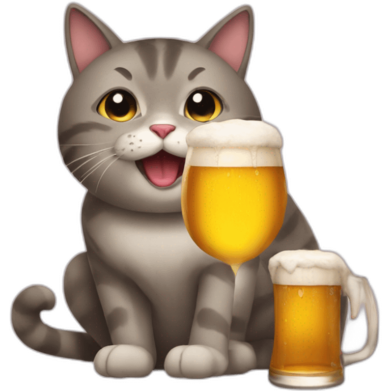 Cat and beer emoji