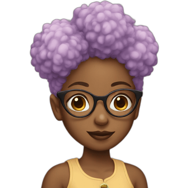 girl with 2 afro puffs and with glasses emoji