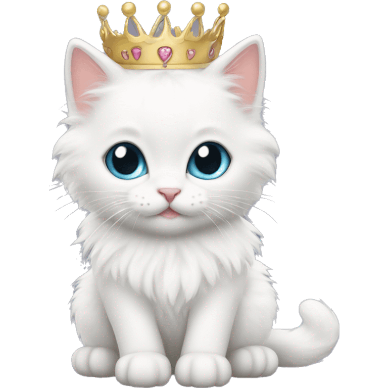 fluffy white kitten with tiara  emoji