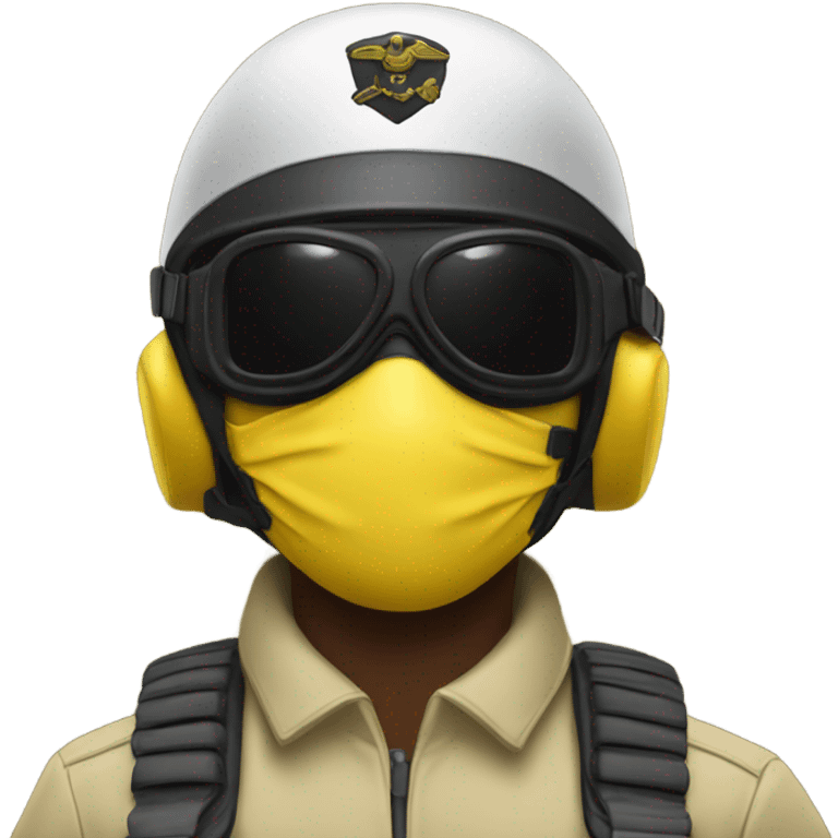 Yellow army Pilot with black mask googles emoji