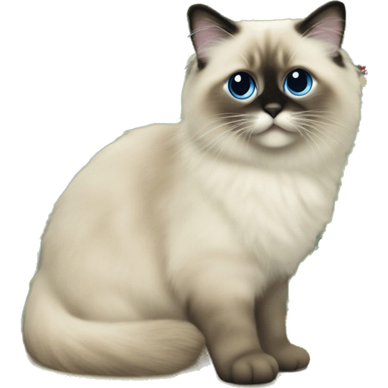 Seal colorpoint ragdoll kiten climbing a Christmas tree emoji