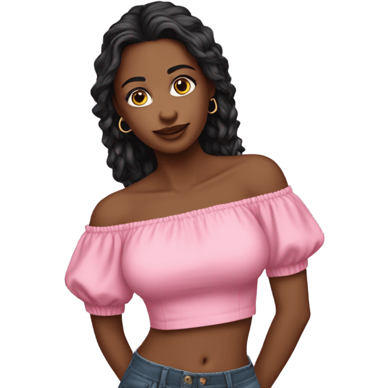 Realistic pink off shoulder top, isolated emoji