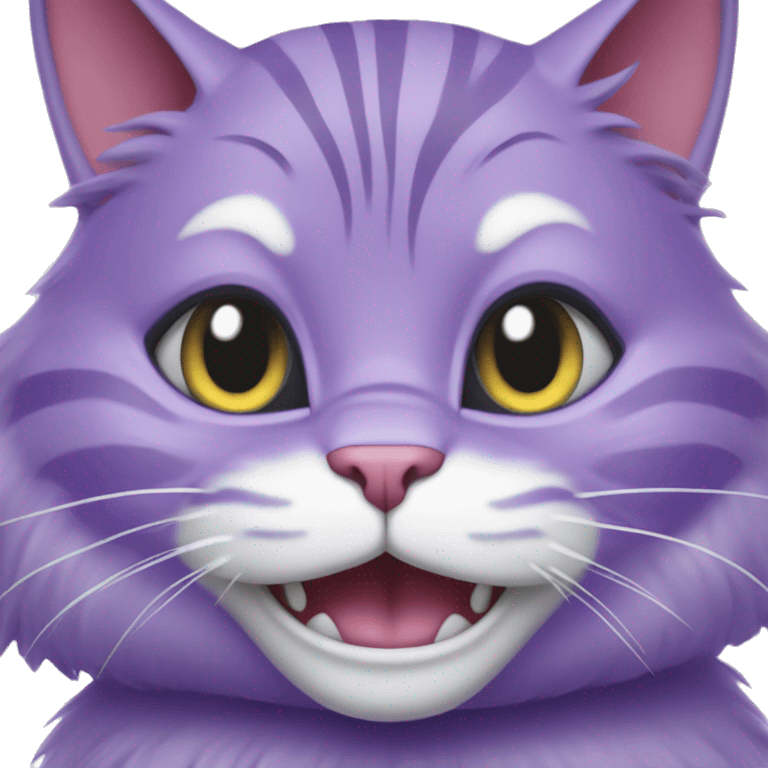 purple cat with a big smile alice in wonderland emoji