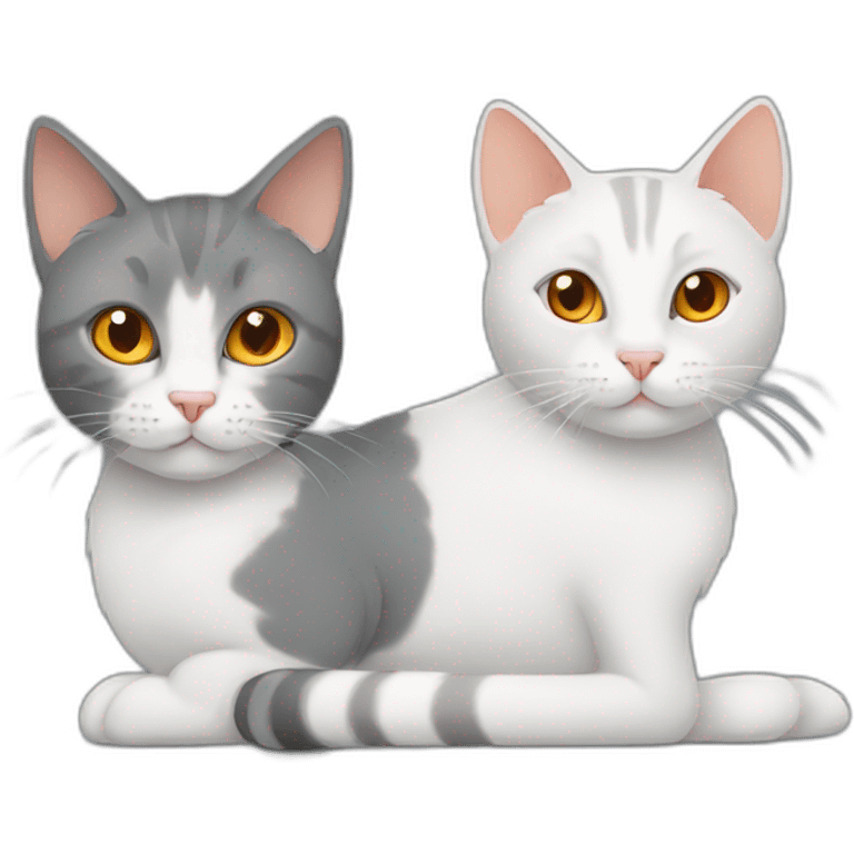 dual grey cat and white and orange cat emoji