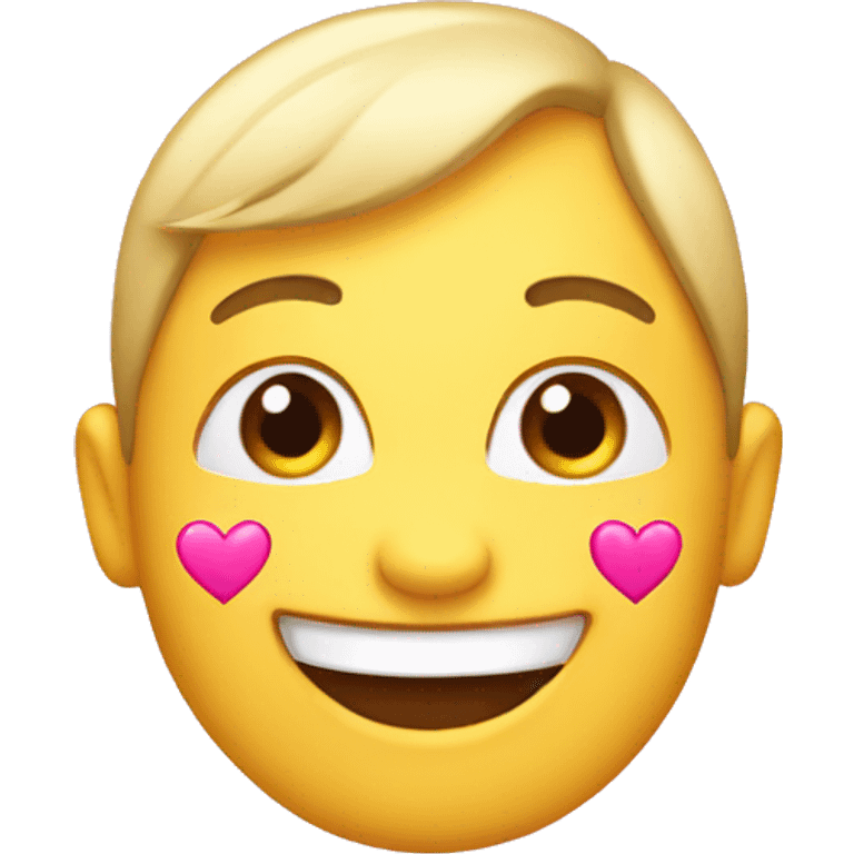 Happy emoji with pink hearts emoji