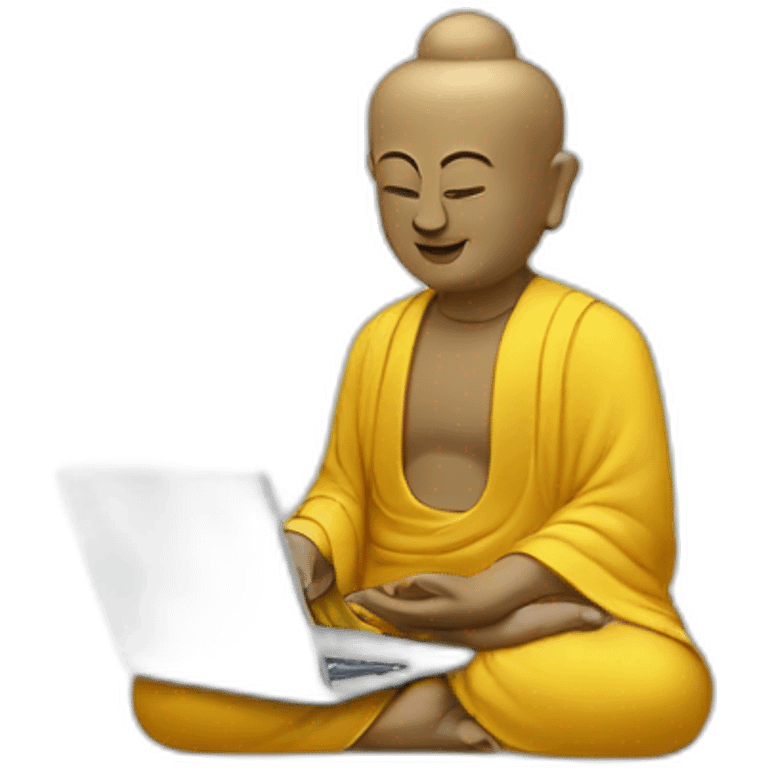 buddha typing on a computer emoji