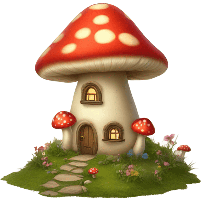 Fairy toadstool house emoji