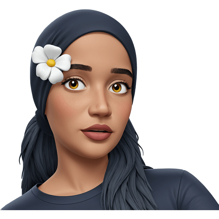 portrait of a girl with flowers emoji