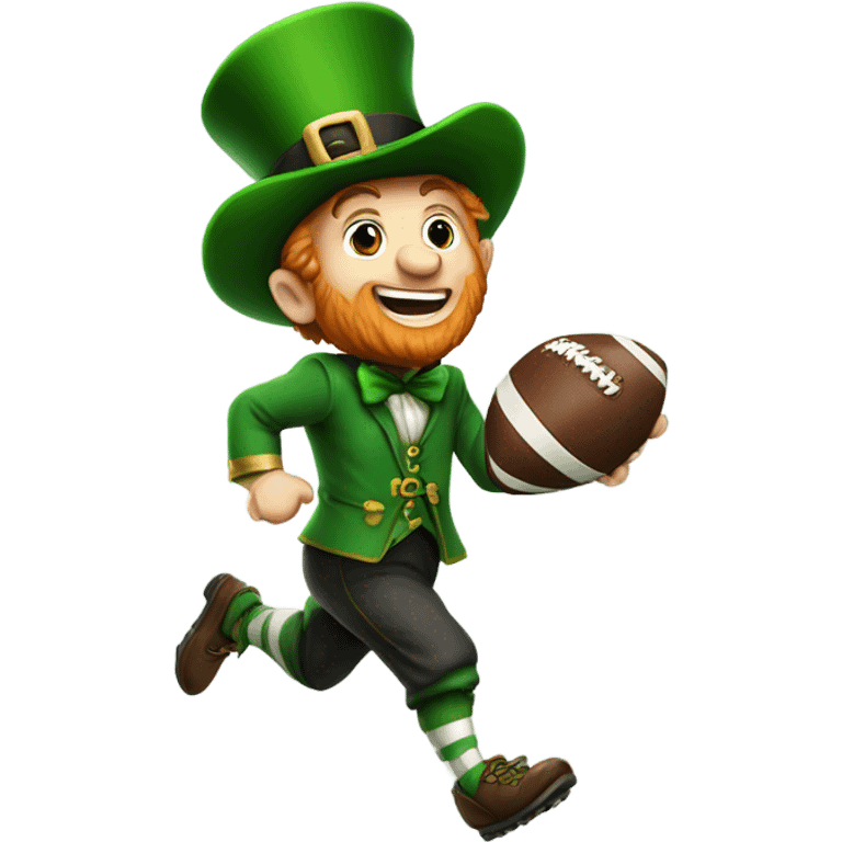 Leprechaun running with a football emoji