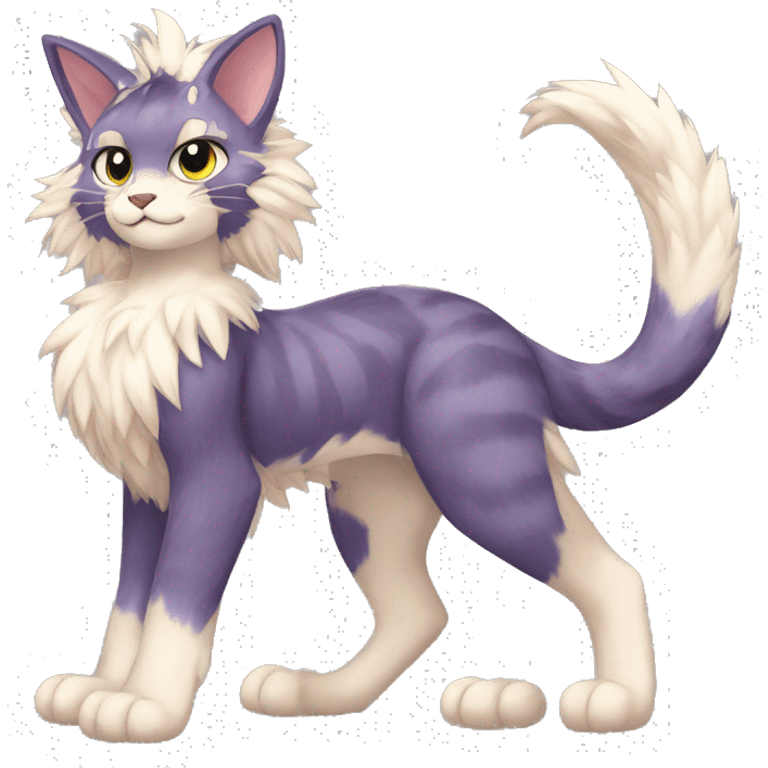 Anthro Fur-Sona shiny sparkle feline-Fakémon Full Body emoji