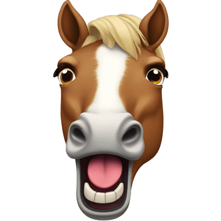 Horse shocked with mouth open sticking out tongue emoji